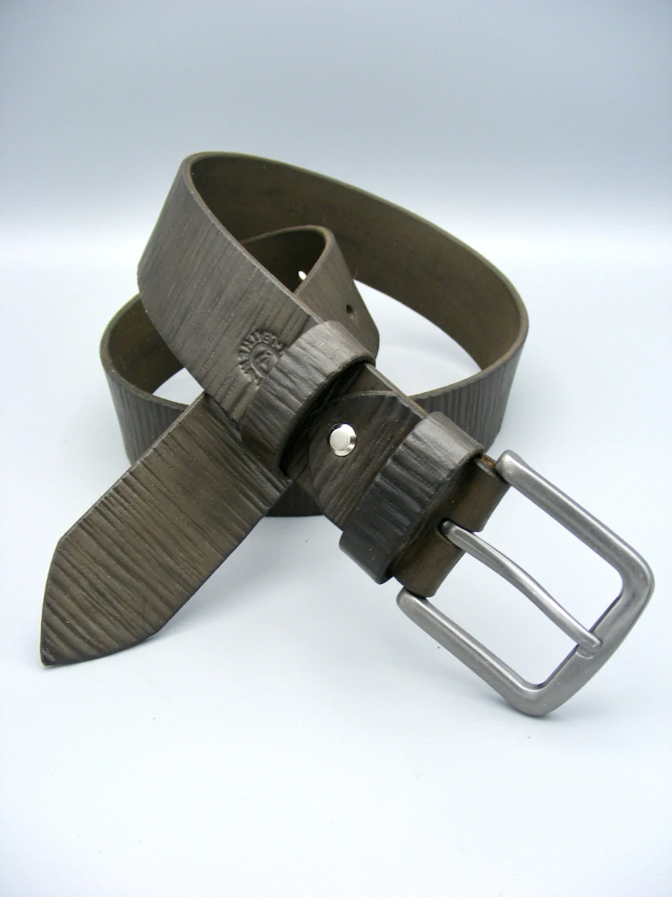 Opasek 3D Embos | Tmavě hnědá | 40mm | Slitina