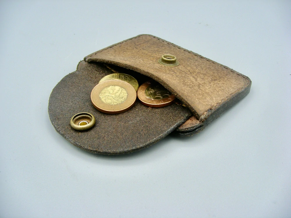 Mini peněženka, patinovaná - ořech