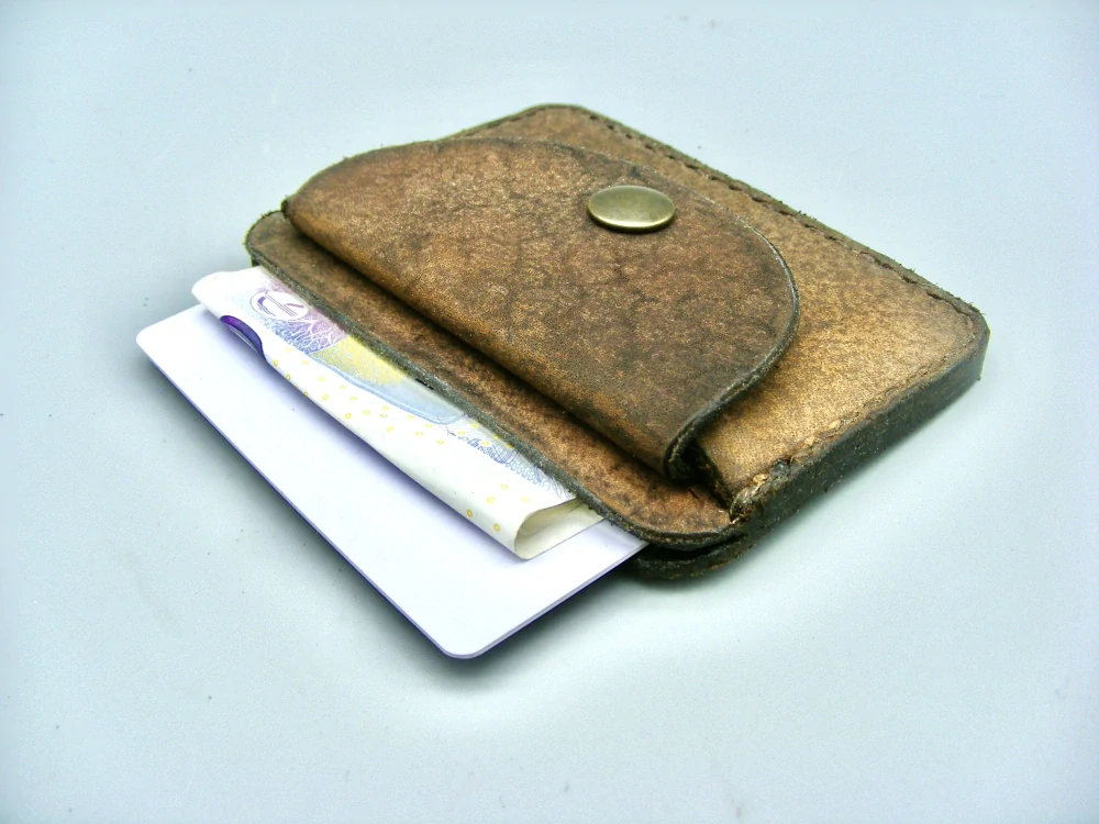 Mini peněženka, patinovaná - ořech