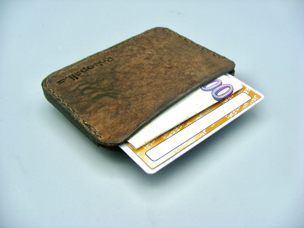 Mini peněženka, patinovaná - ořech