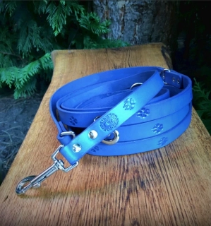 Kožené vodítko Tlapky - přepínací